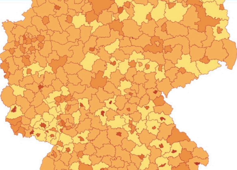 Karte: Zentralität nach Landkreisen in Deutschland